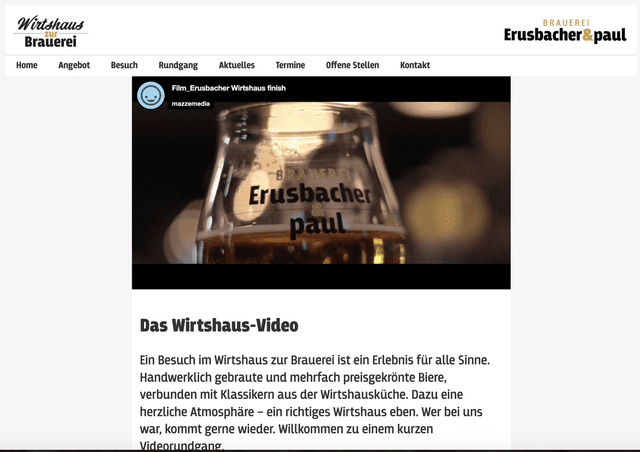1. Auftrag von Vlix / Brauerei Wirtshaus Film – Meilenstein von Vlix Webdesign
