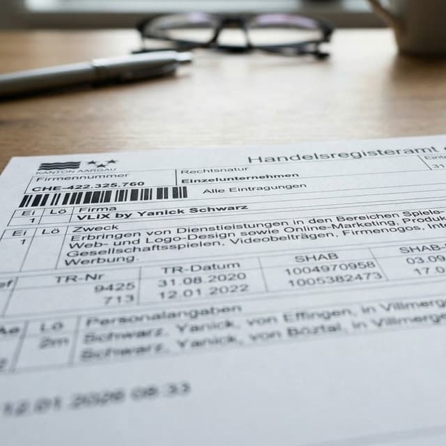 Eintrag Handelsregister als Einzelfirma – Meilenstein von Vlix Webdesign